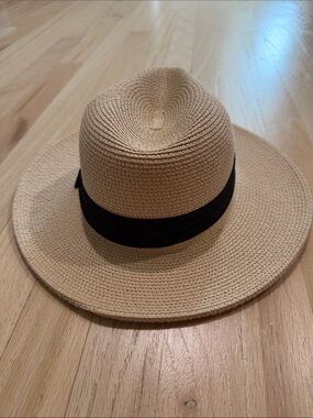 Panama Straw Sun Hat with Black Band